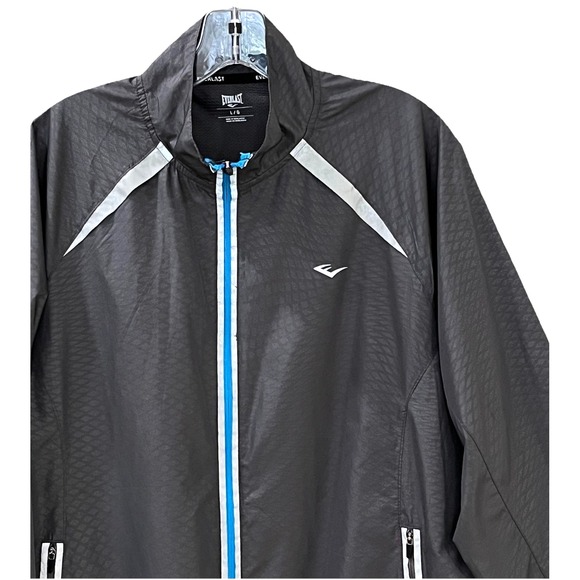 Everlast Performance Men's Windbreaker Jacket L Gray Reflective Water Resistant - Picture 1 of 13